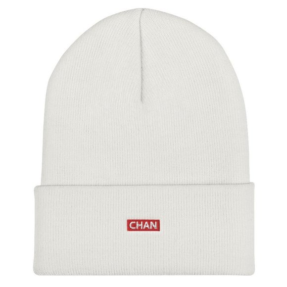 PokeGang Unisex White 100% Acrylic Comfortable Fit Form-Fitting Chan Beanie Hat - Picture 1 of 1